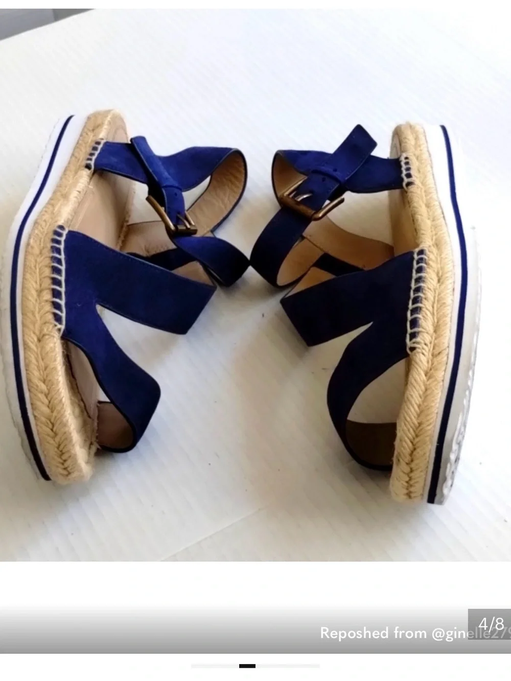 Nordstrom signature Blue Crisscross Platform Espadrille Sandals with Ankle Strap